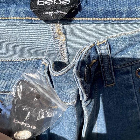 NWT $129 bebe | Lace-Up Detail | Skinny Jeans | w/Criss Cross Lacing in Blue - Picture 8 of 12